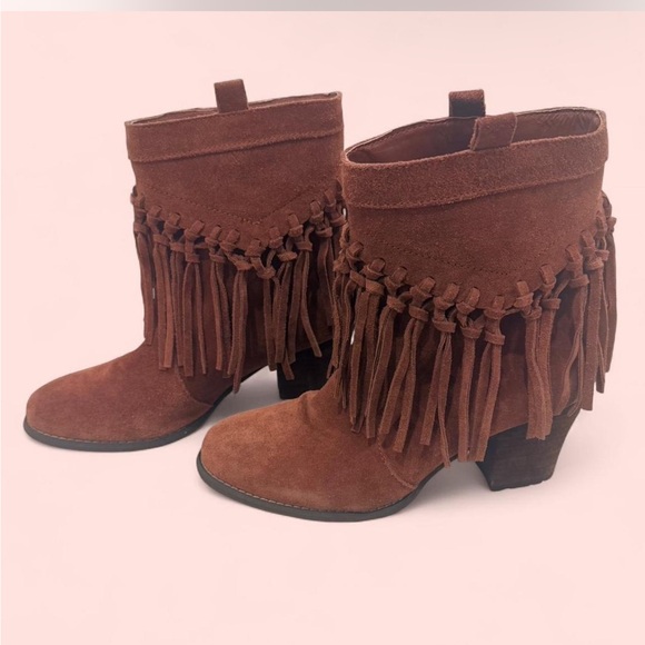 Free People Shoes - Free People Tan Fringe Ankle Booties
